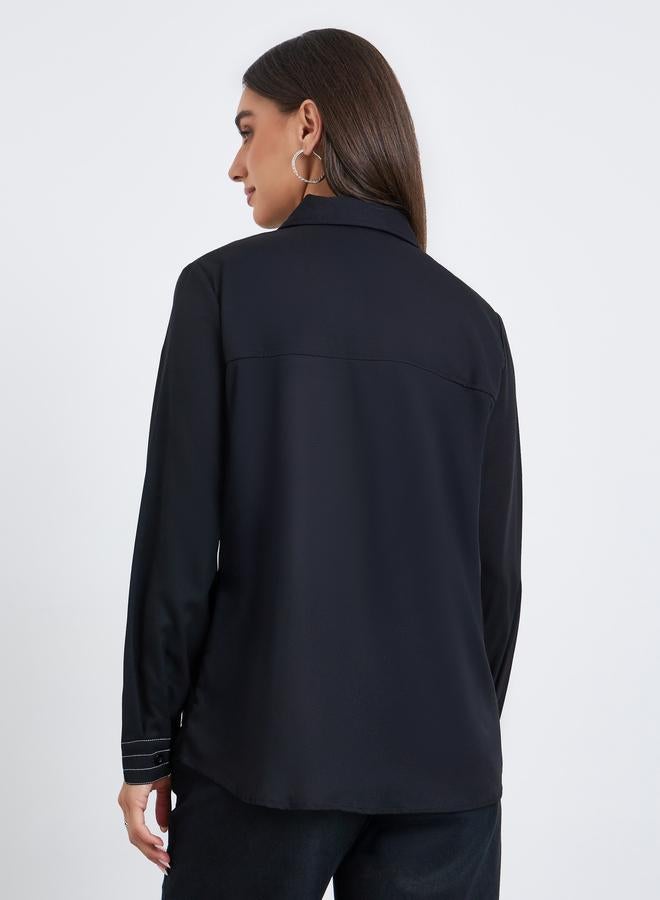 ستايلي بلوزة بأكمام طويلة ومخطط - Image 4